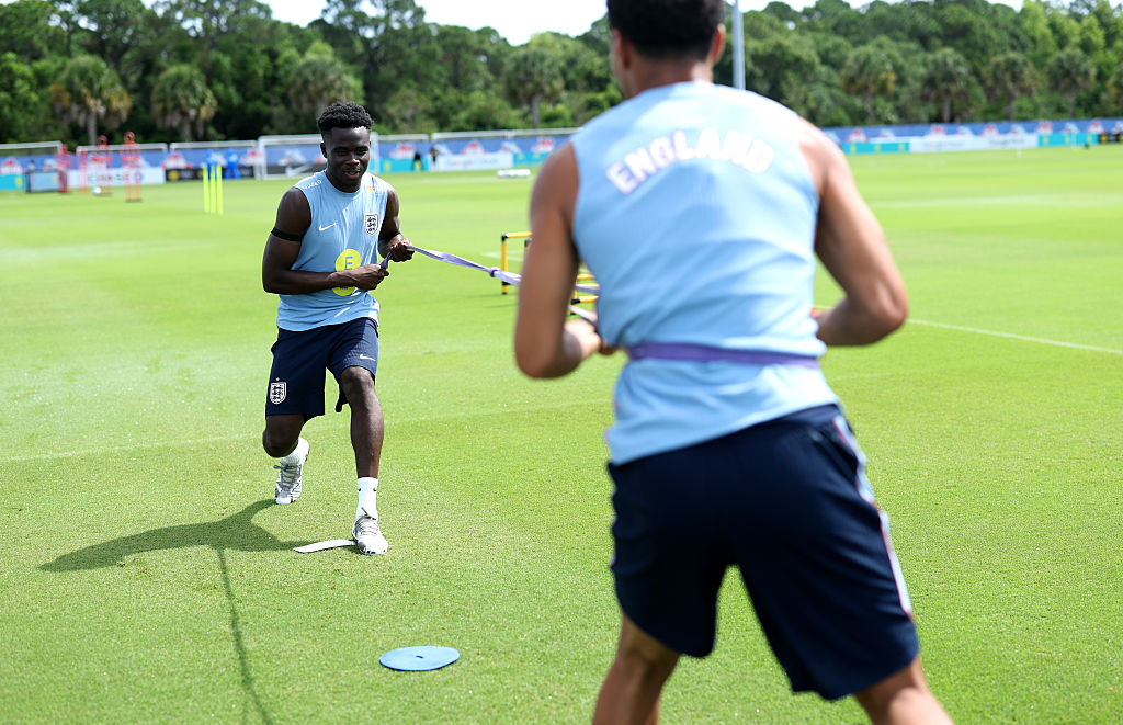 Bukayo Saka #7 of England during a training session during the England World Cup 2026 Camp on June 07, 2026 in West Palm Beach, Florida.