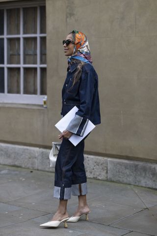 Woman in jeans and mules