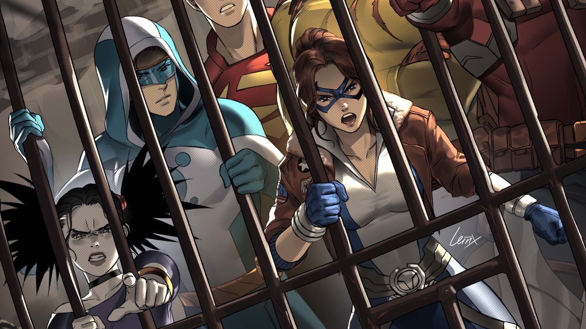 The Secret Six in prison.