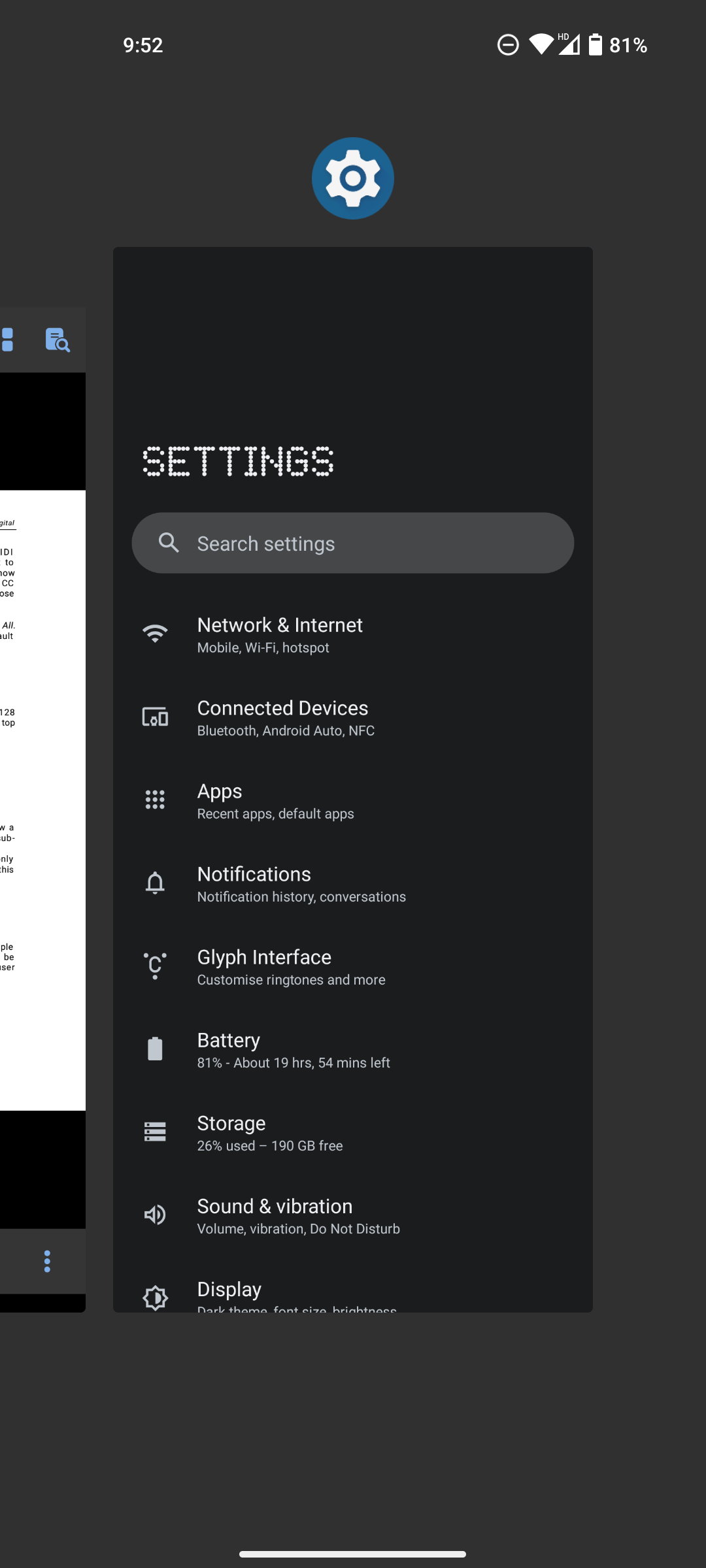 Nothing OS screenshots