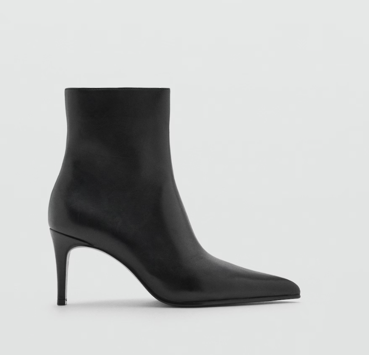MANGO, Leather Pointed Ankle Boots