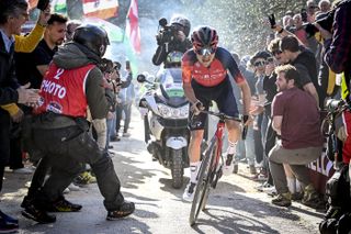 Tom Pidcock solos to Strade Bianche victory in March