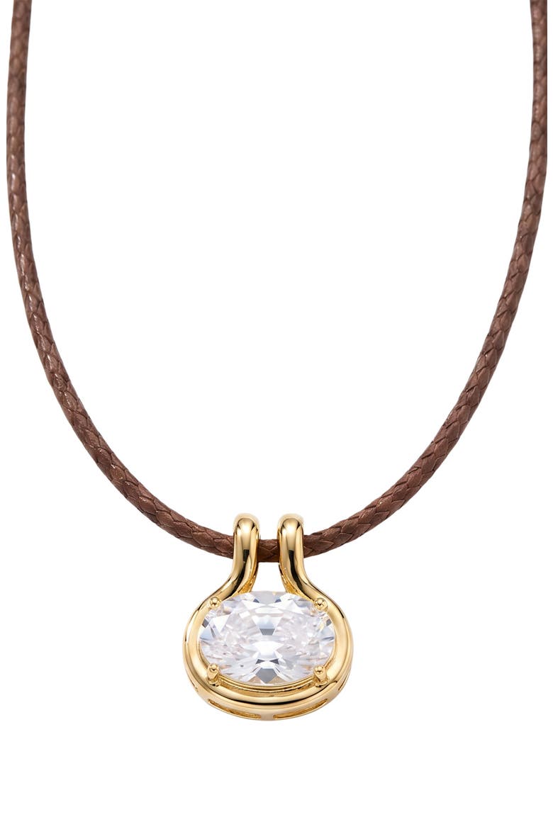 Braided Cord Cubic Zirconia Pendant Necklace