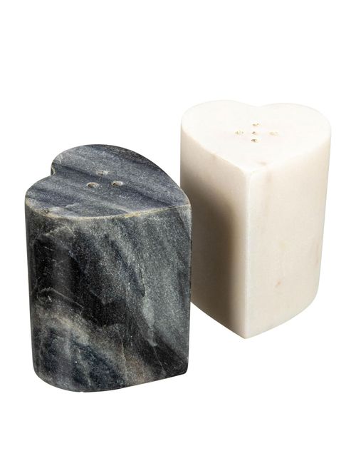 Heart-Shaped Marble Salt and Pepper Shakers, Set of 2