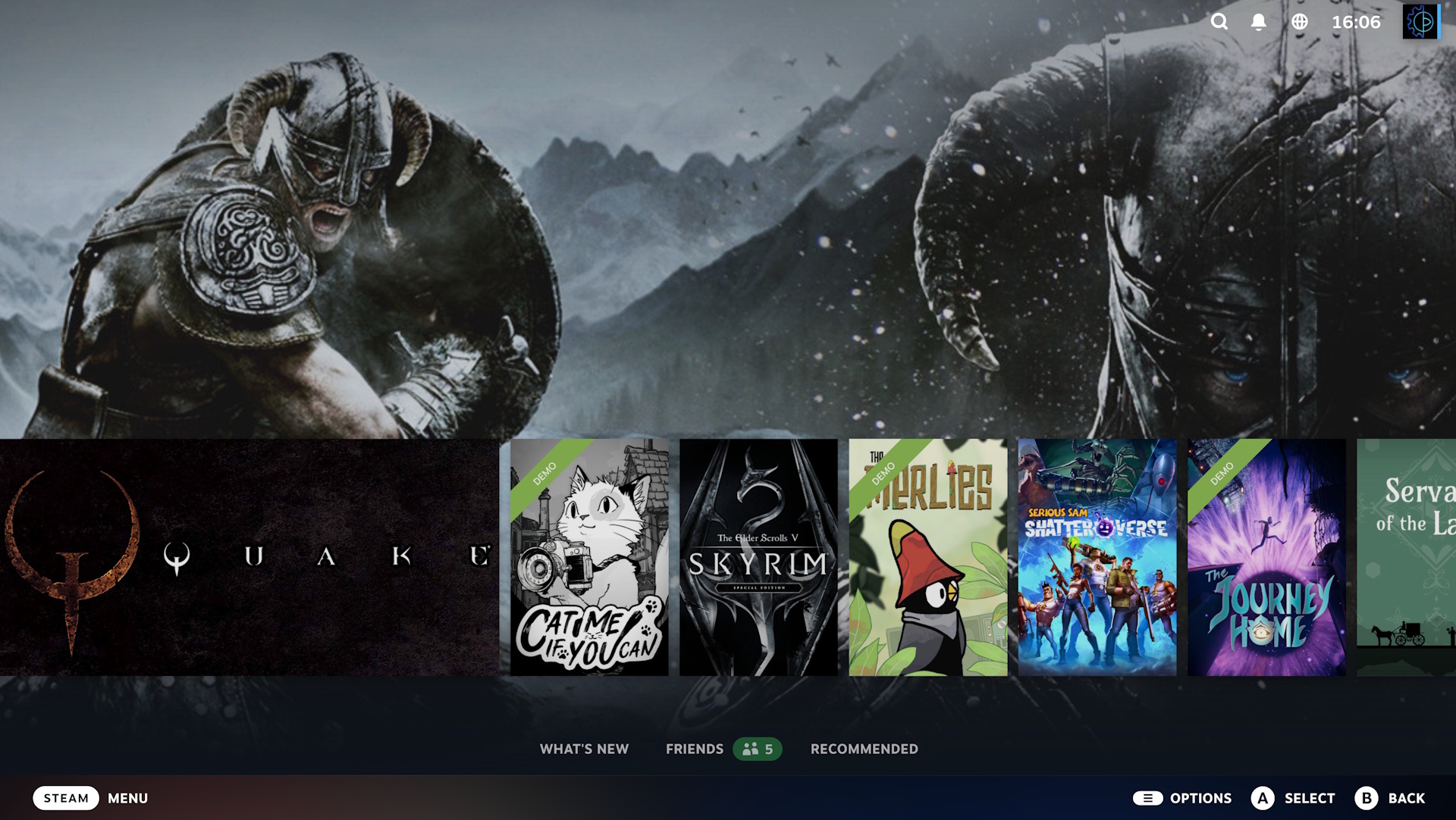 Steam Big Picture mode with Big Art Mode enabled