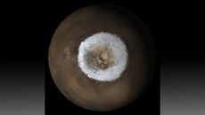 Photo of Mars and its polar cap.