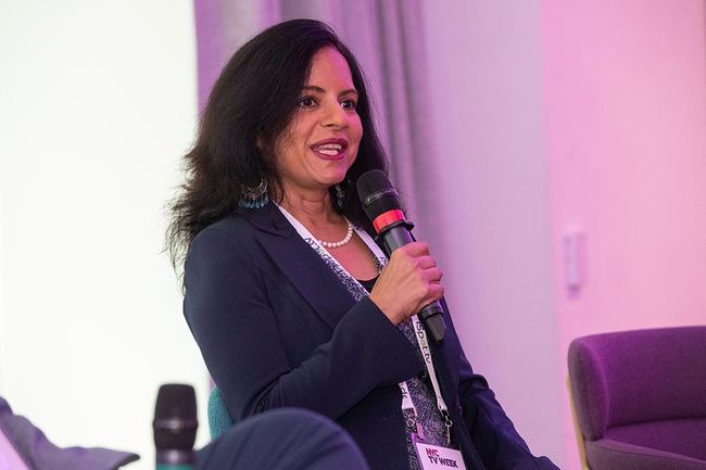 Google GM/VP of TV Platforms Shalini Govil-Pai during the post-lunch keynote conversation &ldquo;Beyond TV With Google TV.&rdquo;