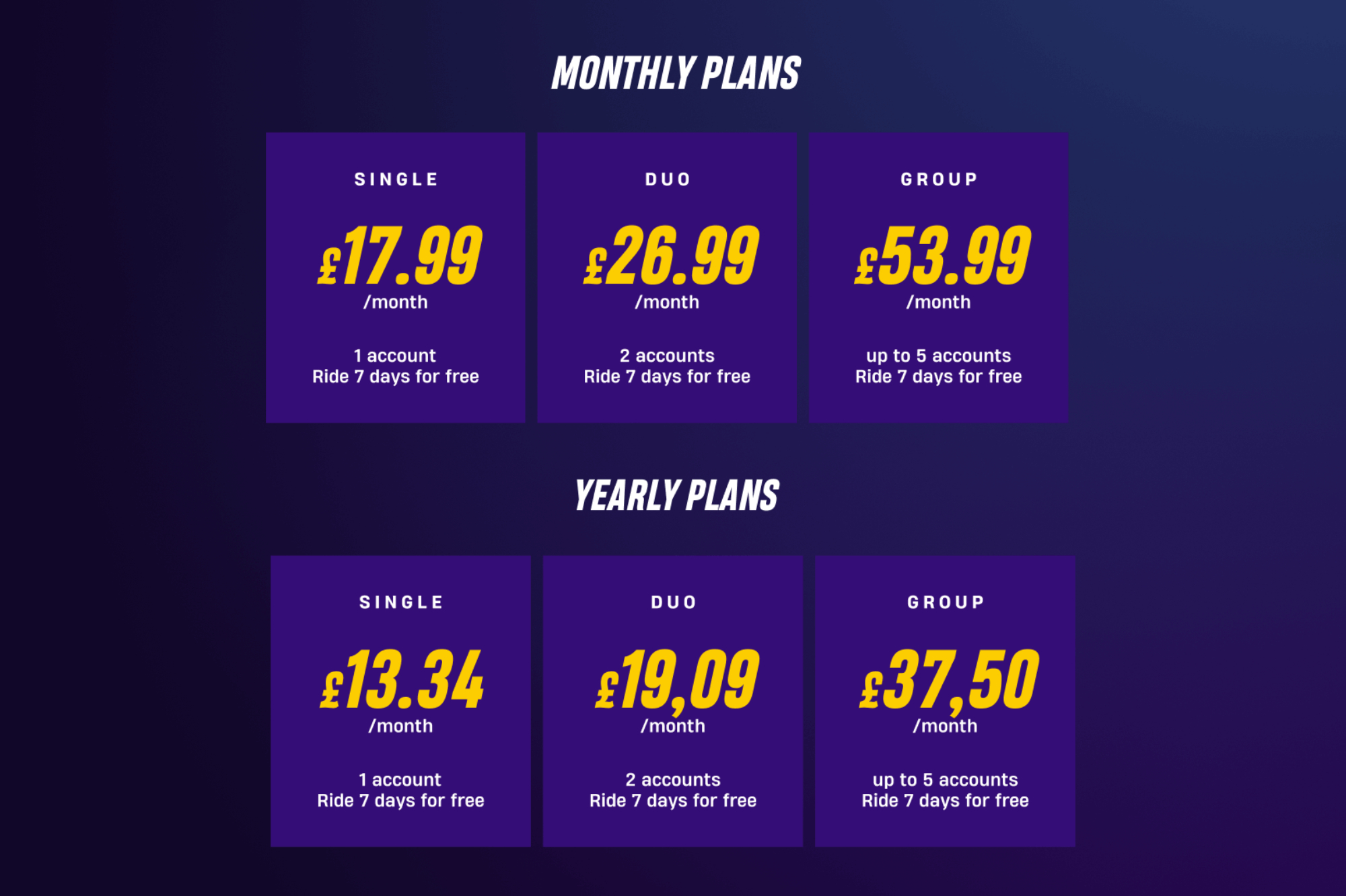 Rouvy price increases for the UK