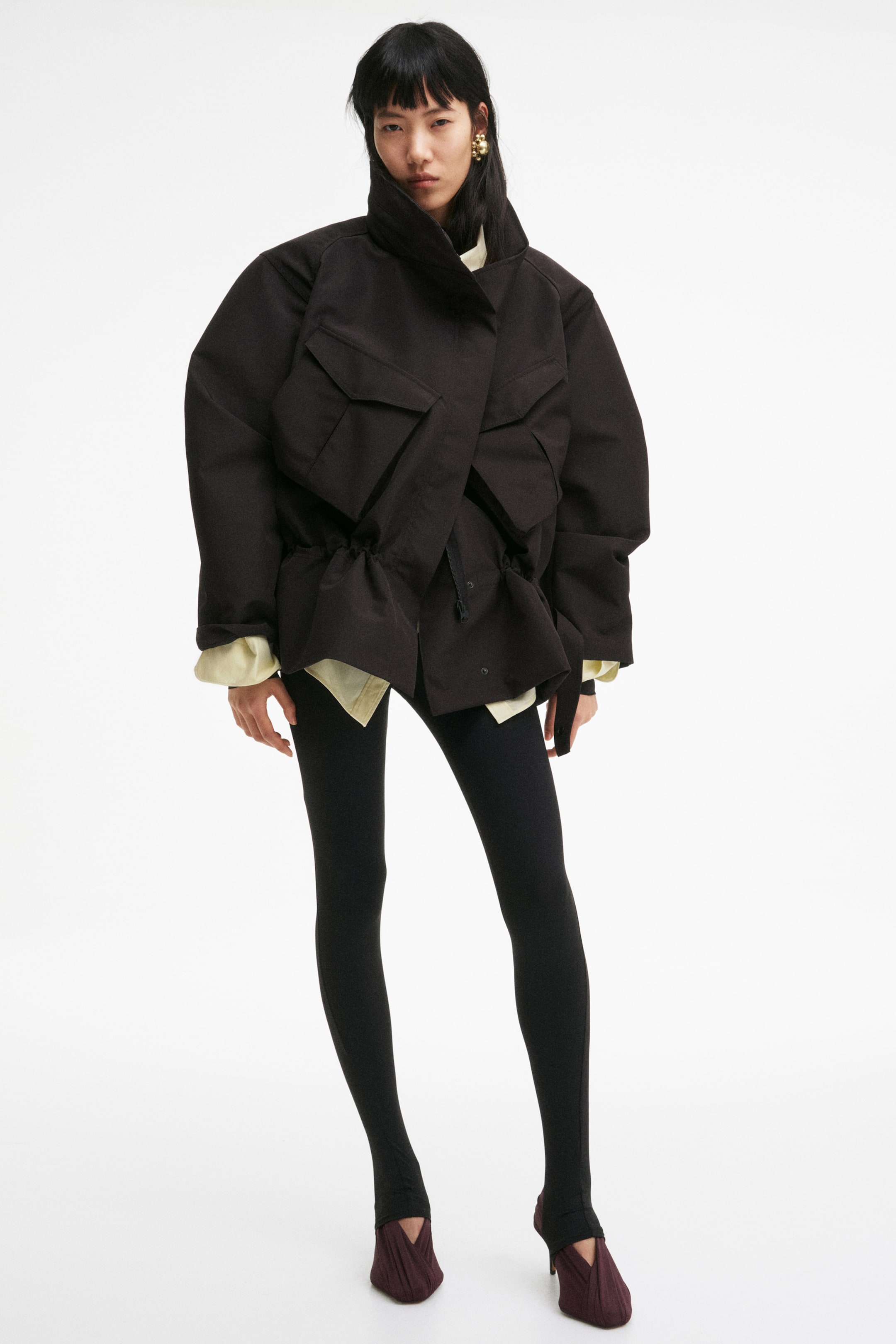 Hooded Peplum Jacket - Black