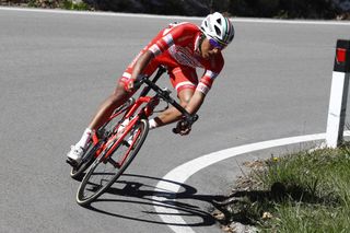 Egan Bernal on the move on the final stage of the Tour of the Alps