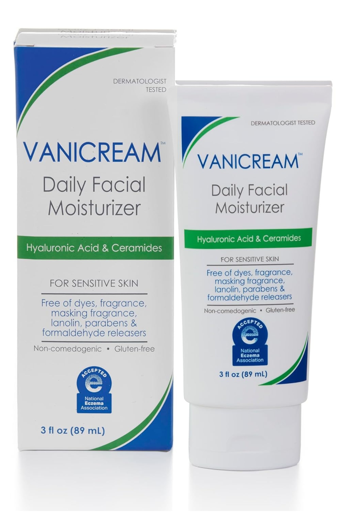 Vanicream Daily Facial Moisturizer With Ceramides and Hyaluronic Acid - Formulated Without Common Irritants for Those With Sensitive Skin, 3 Fl Oz (pack of 1)
