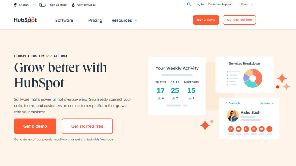 Hubspot Service Hub website screenshot.