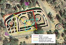 This satellite photo of the Sun Temple at the Mesa Verde archaeological site reveals its geometrical properties.