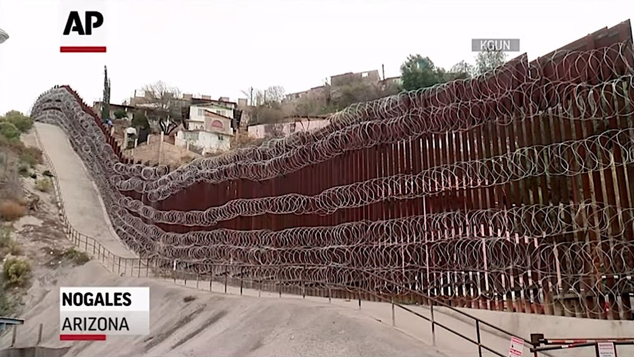 Concertina wire through Nogales, Arizona