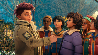 Nikki talking to Lucas, Mike, and co in Stranger Things: Tales from '85