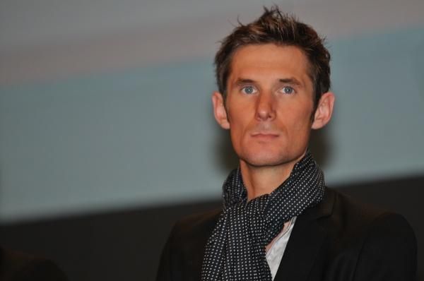 Frank Schleck on stage at the team presentation