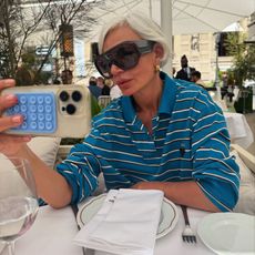 @greceghanem wearing rugby shirts with jeans