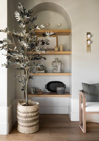 A corner decorated with an olive tree