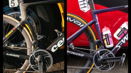 The bikes of Dylan van Baarle and Lotte Kopecky