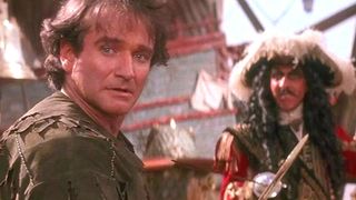 Robin Williams and Dustin Hoffman as Peter Pan and Captain Hook.