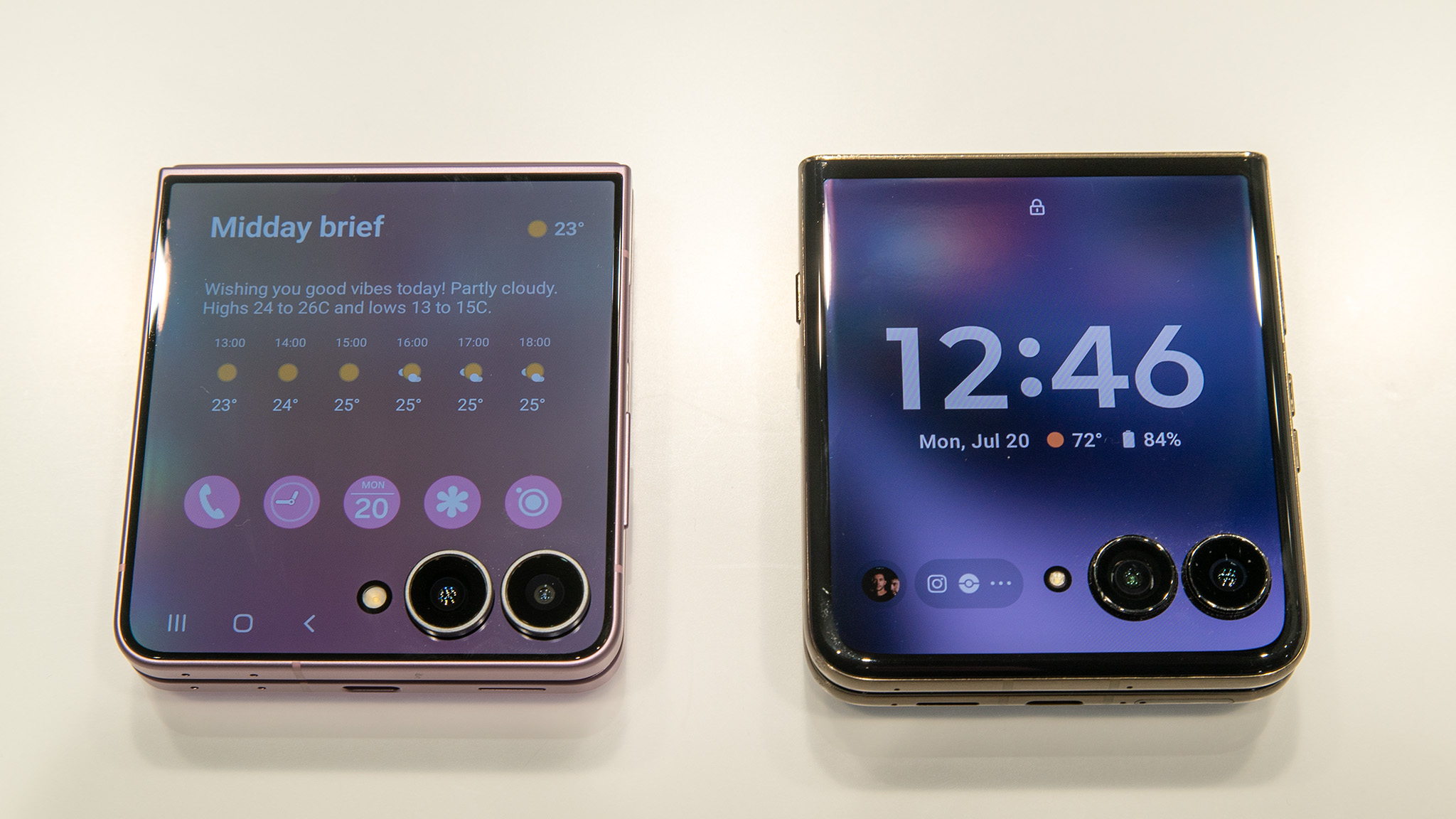 Comparing the Samsung Galaxy Z Flip 8 with the Motorola Razr Ultra 2026 at a hands-on event