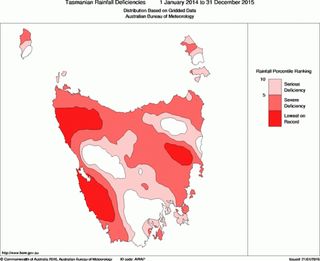 Northwest Tasmania is dealing with the most severe two-year rainfall deficit ever recorded.