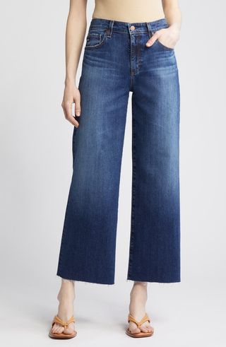 Saige Crop Raw Hem Wide Leg Jeans