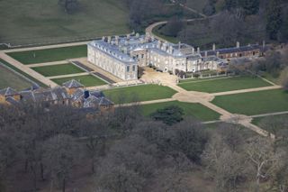 Aerial view of Althorp, this grade 1 listed stately home was the home of Lady Diana Spencer who later became the Princess of Wales, it is located on the Harlestone Road between the villages of Great Brington and Harlestone, 5 miles north west of Northampton