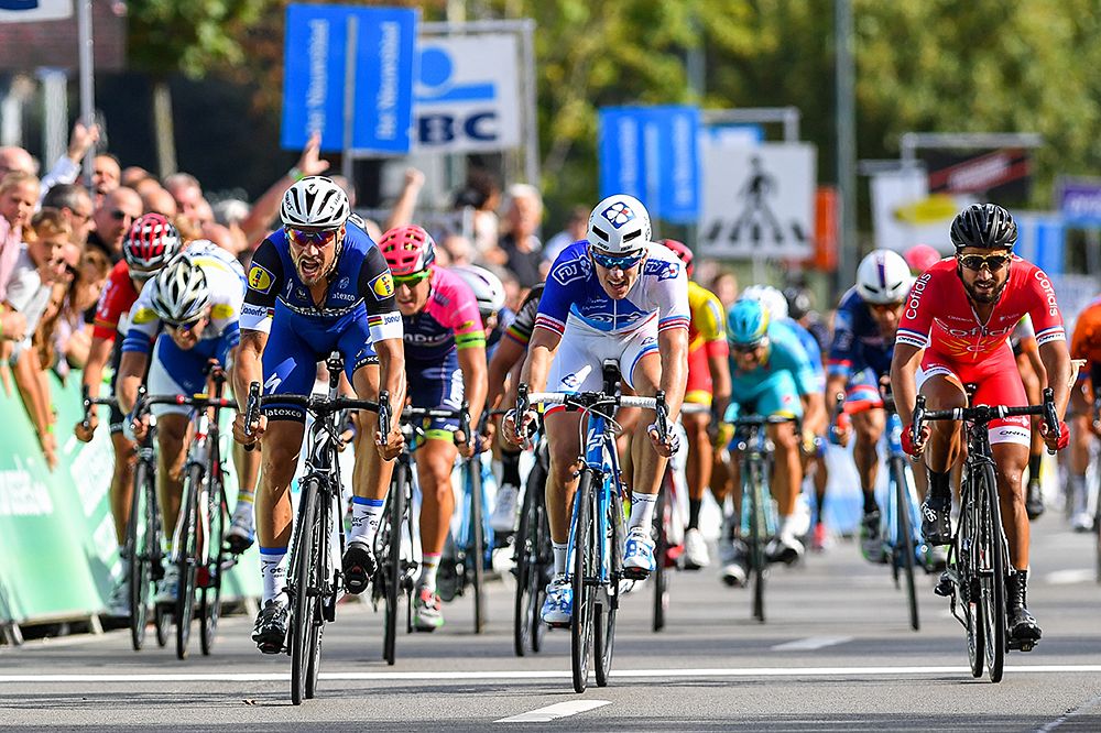 Tom Boonen (Etixx-QuickStep) beats Arnaud Demare and Nacer Bouhanni at Brussels Cycling Classic