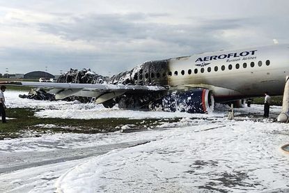 An Aeroflot jet after it made an emergency landing in Moscow.