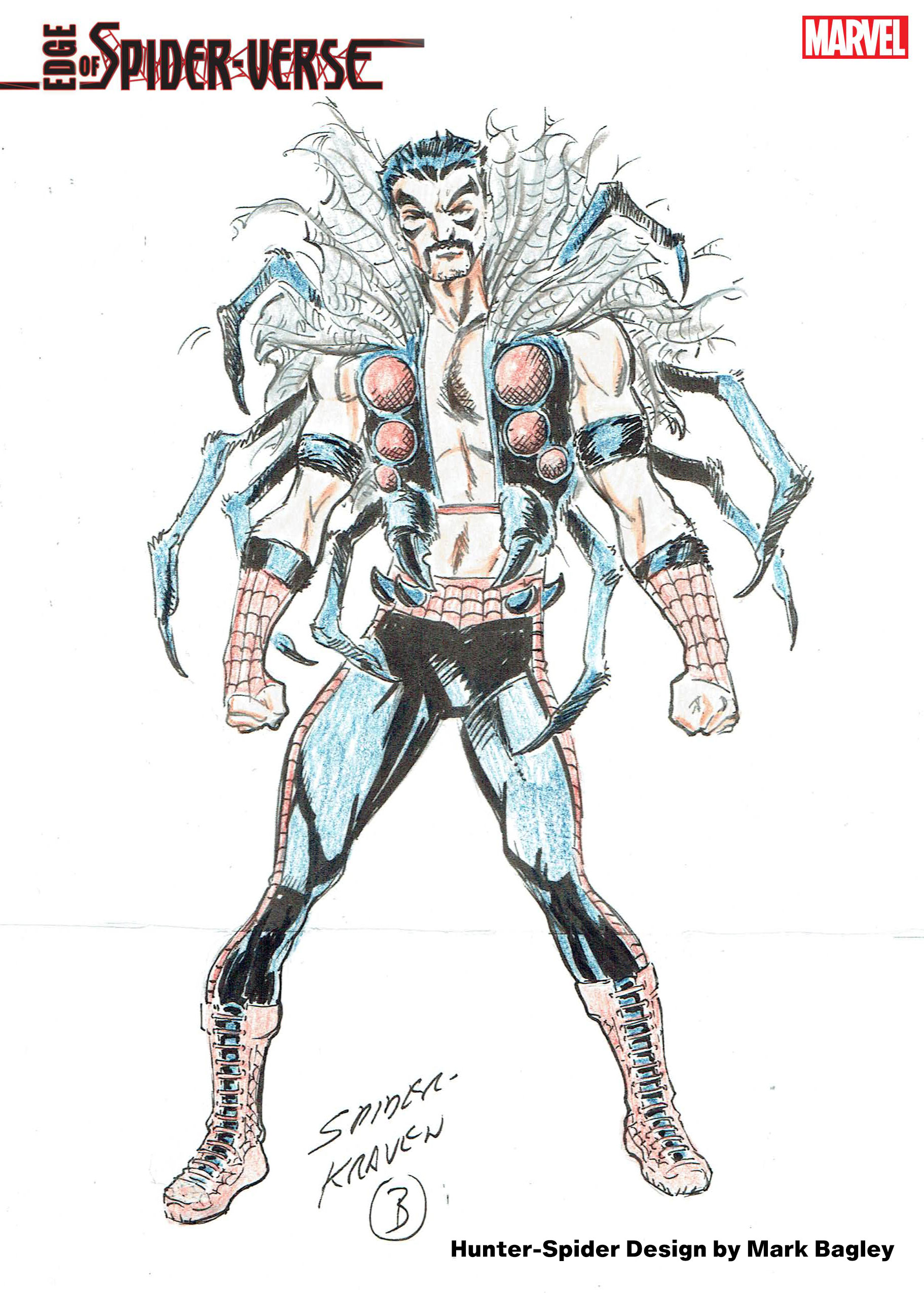 Diseño de personajes de Hunter-Spider por Mark Bagley