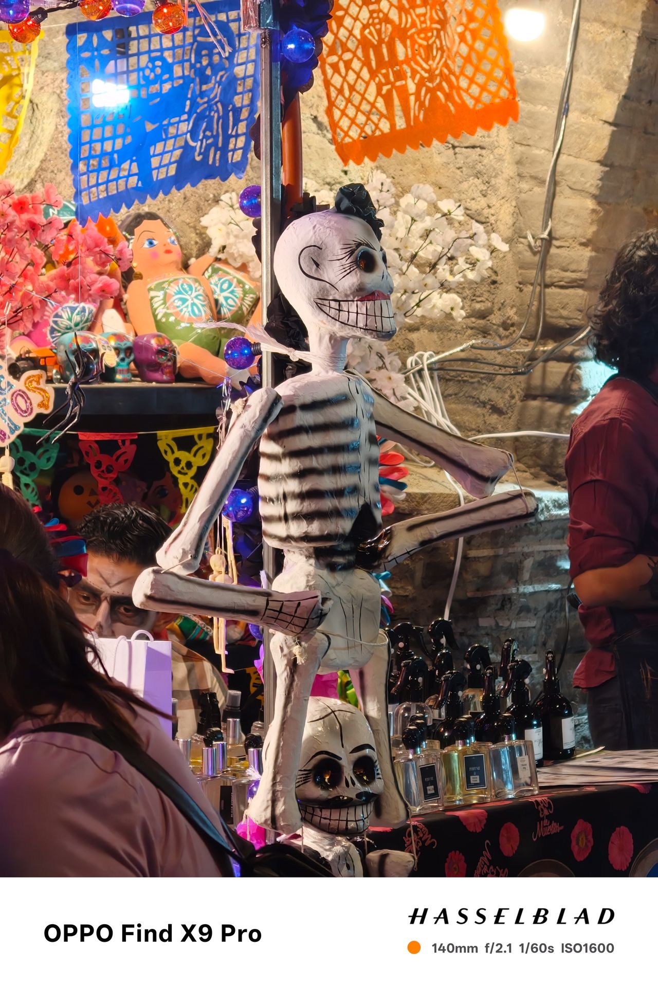 A papier-m&acirc;ch&eacute; skeleton figure at a day of the dead celebration in Mexico