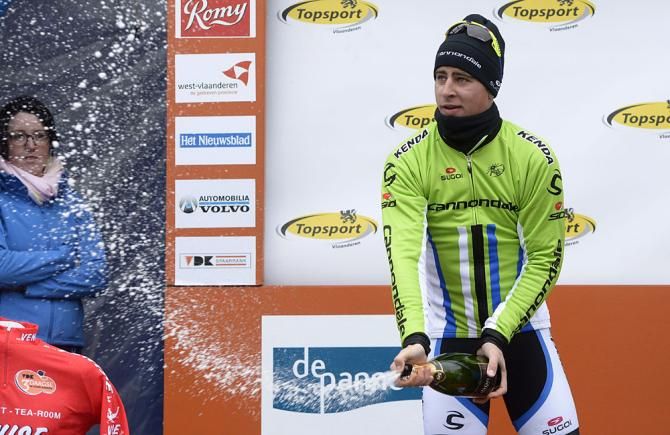 Peter Sagan (Cannondale) opens the champagne