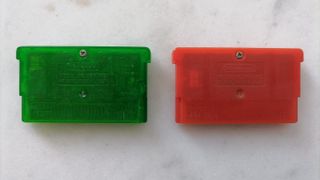 Back side of GBA cartridges