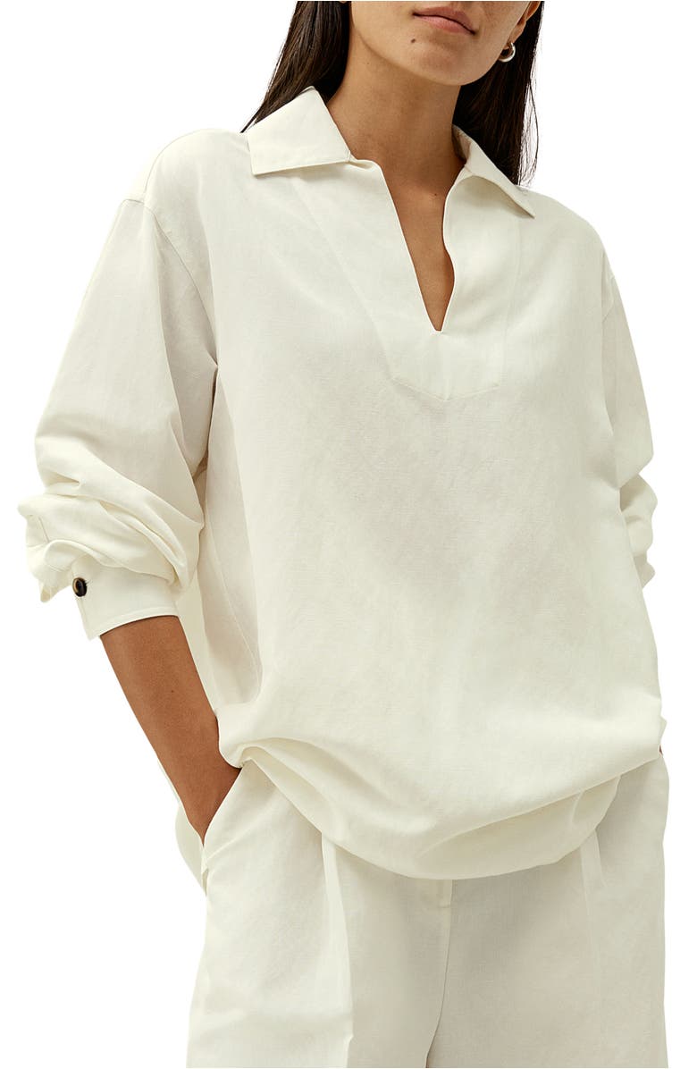 Oversized Silk-Linen Blend Shirt