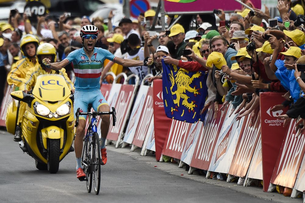 Vincenzo Nibali (Astana) wins stage 19 of the 2015 Tour de France.