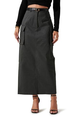 High Waist Cargo Maxi Skirt