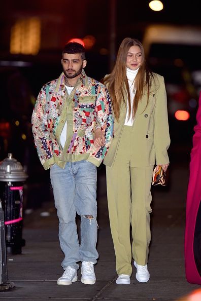 new york, ny january 11 gigi hadid and zayn malik show pda after leaving a restaurant in noho celebrating a birthday on january 11, 2020 in new york city photo by robert kamaugc images