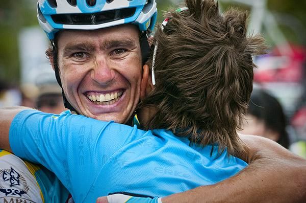 Astana's Andrey Zeits was delighted for his teammate Valentin Iglinskiy after his stage win into Sanya.
