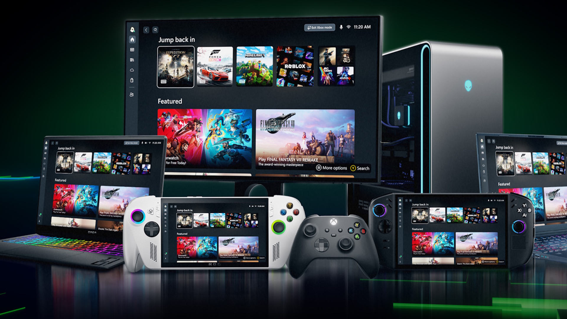 Windows 11 Xbox mode running on various pieces of hardware