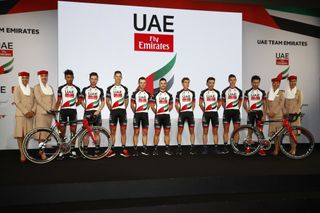 The UAE Emirates team is presented