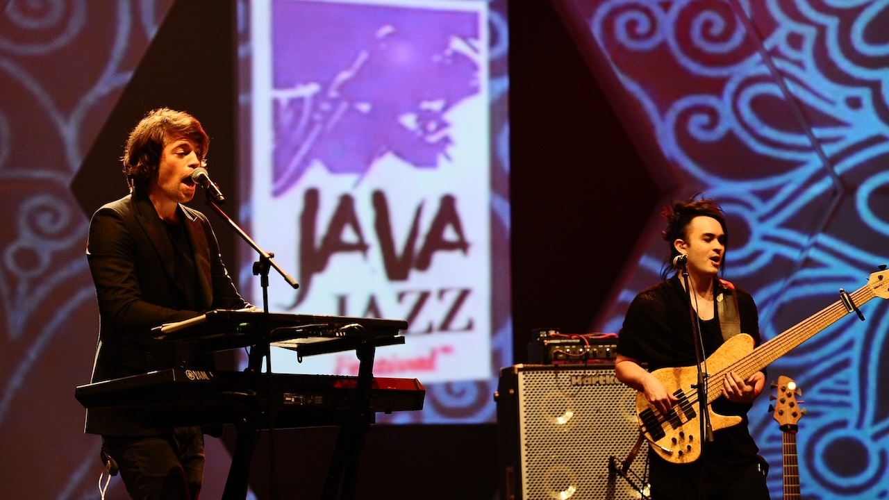 Jonah (L) and Henrik (R) of Dirty Loops performs in the 10th Year Edition of Jakarta International Java Jazz Festival 2014 day 2 at JIExpo Kemayoran on March 1, 2014 in Jakarta, Indonesia.
