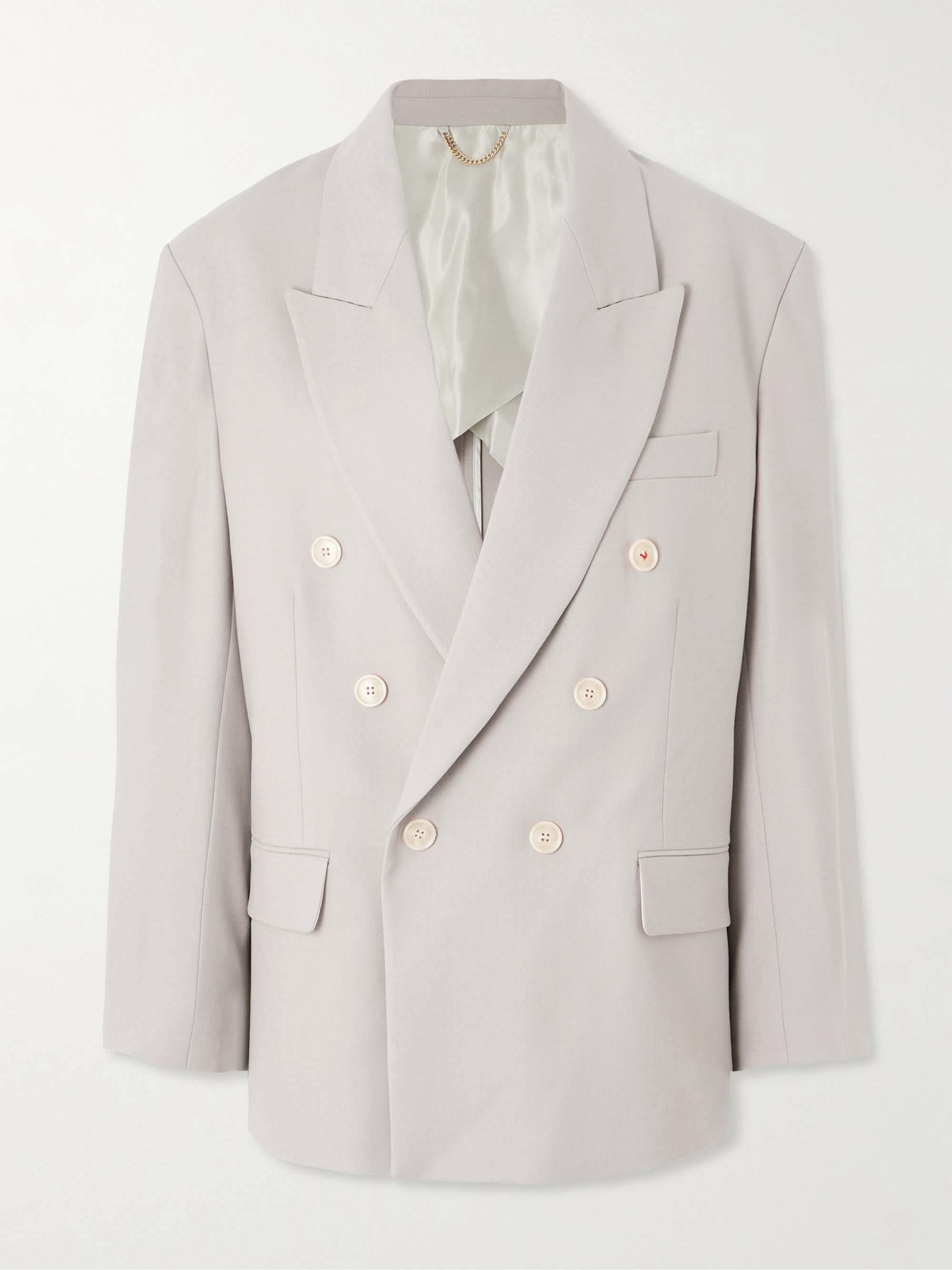 Oversized Double-Breasted Twill Blazer