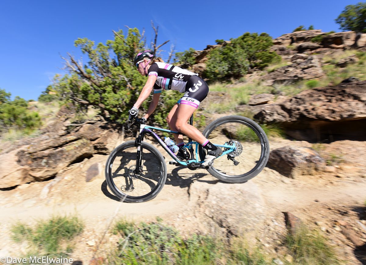 Amy Beisel (Liv-SRAM) riding alone in third place