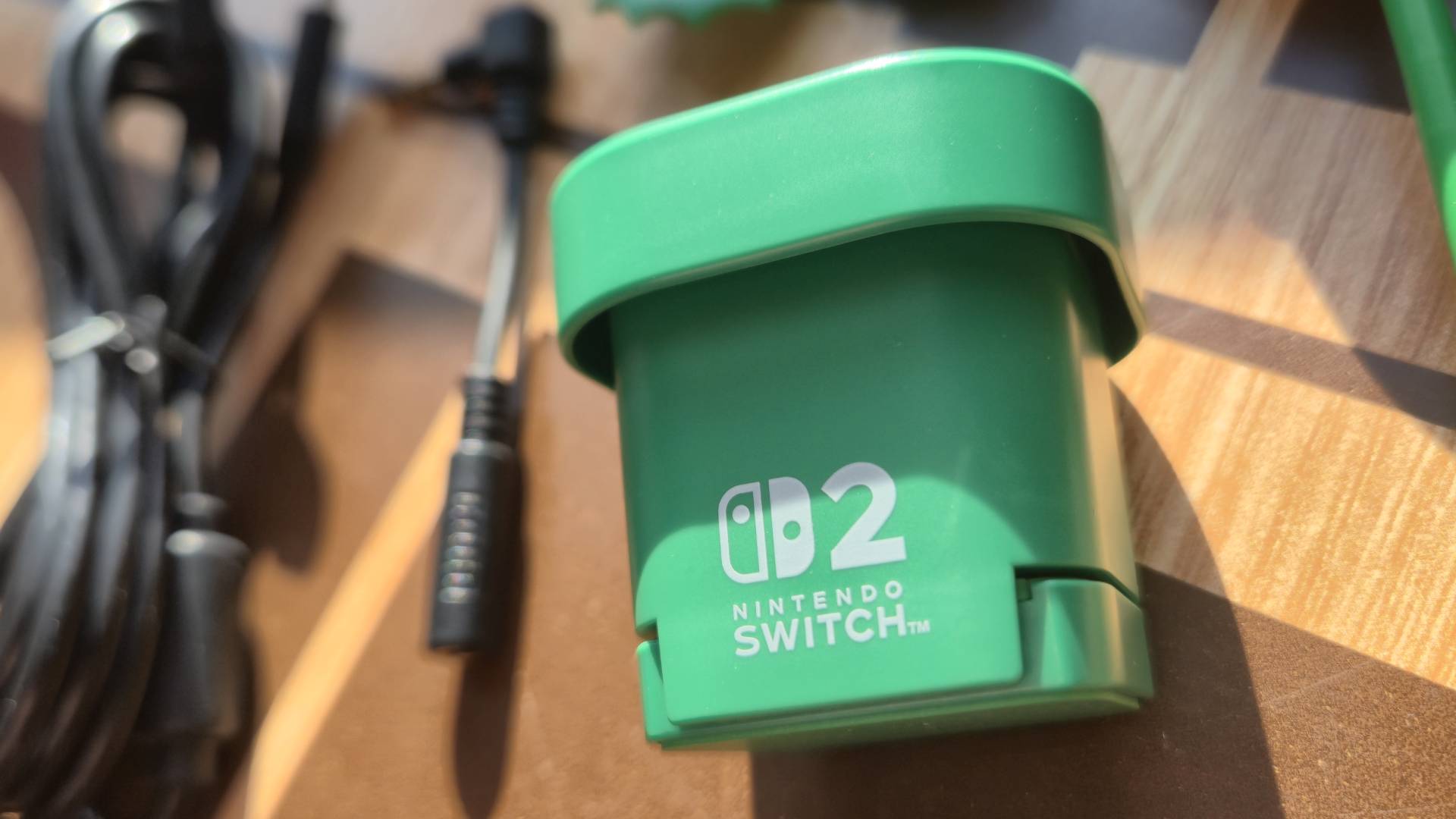 Photo by Rosalie Newcombe of a close up of the warp pipe stand for the Hori Piranha Plant Switch 2 camera.