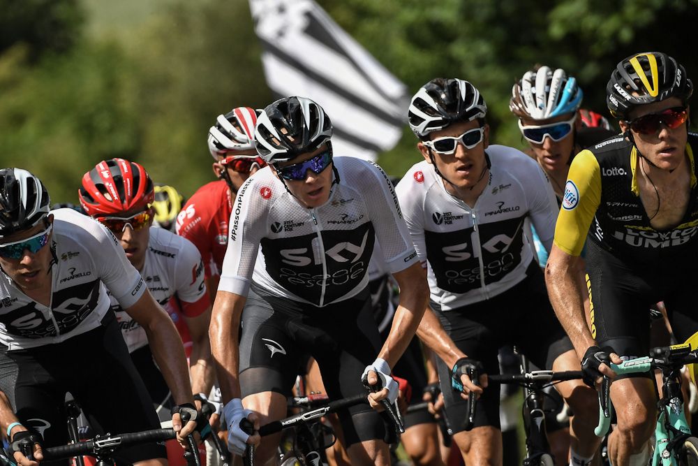 Team Sky's Chris Froome and Geraint Thomas ride side by side during stage 5 at the Tour de France