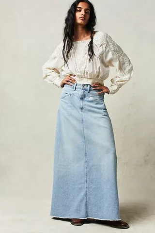 We the Free Come as You Are Denim Maxi Skirt