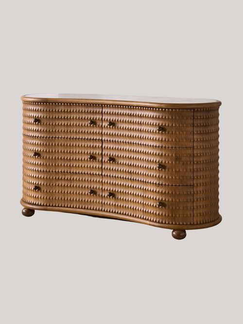 Armando Six Drawer Dresser with Calacatta Aura Marble Top
