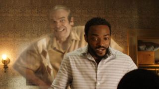 David Harbour and Anthony Mackie in We Have a Ghost