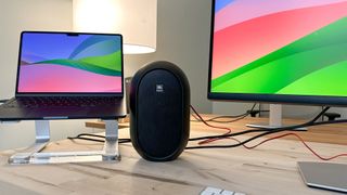 JBL 104 BT speakers on a desktop